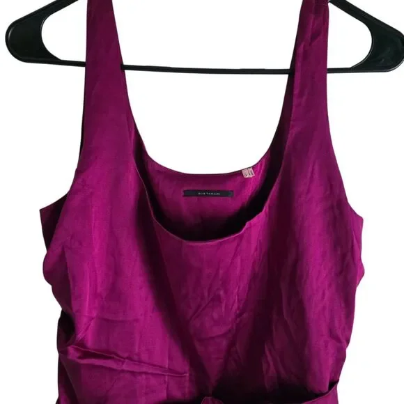 Elie Tahari Office Siren Silk Blend Tank Top Blouse S Magenta Purple Draped - Picture 3 of 13